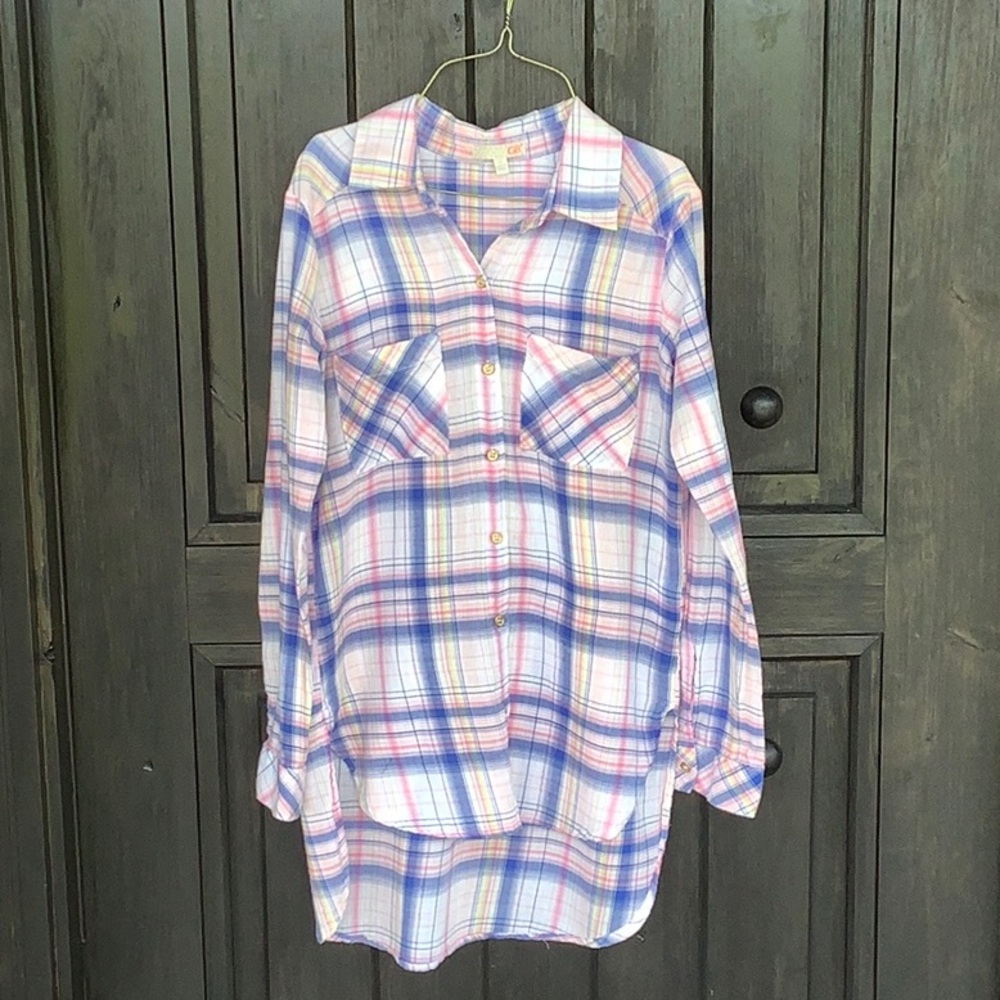 Gianni Bini Multicolor Plaid Shirt